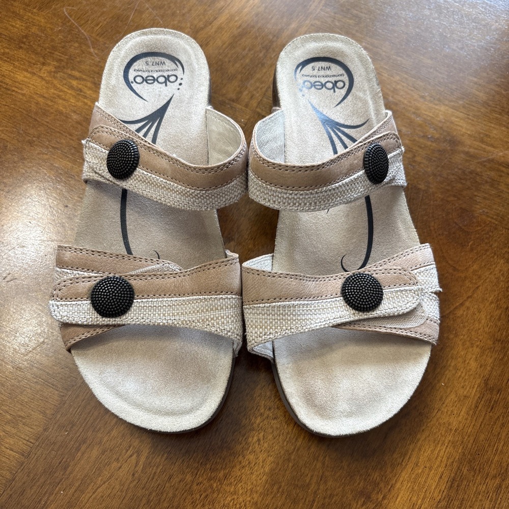 Abeo Womens 7.5 Sandals Leather Barbara Biomechanical Footwear Tan /cream